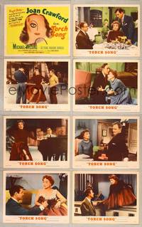 1e541 TORCH SONG 8 LCs '53 unusual art of tough baby Joan Crawford, a wonderful love story!