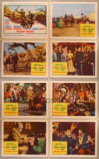1e556 TWO RODE TOGETHER 8 LCs '61 John Ford, title card art of James Stewart & Richard Widmark!