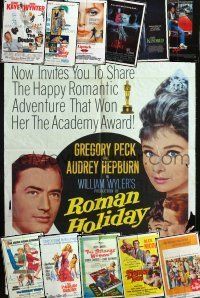 1f004 LOT OF 133 FOLDED ONE-SHEETS lot '40s-'90s Roman Holiday R62, Beverly Hills Cop + more!