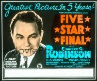 1f094 FIVE STAR FINAL glass slide '31 super close portrait of Edward G. Robinson!