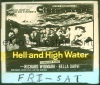 1f098 HELL & HIGH WATER glass slide '54 Samuel Fuller, Richard Widmark on military submarine!