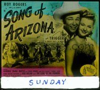 1f121 SONG OF ARIZONA glass slide '46 Roy Rogers & Trigger, Dale Evans, Gabby Hayes
