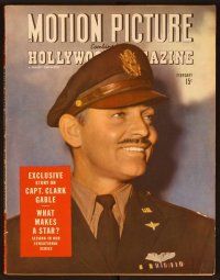 1f048 MOTION PICTURE magazine February 1944 wonderful portrait of Captain Clark Gable in uniform!