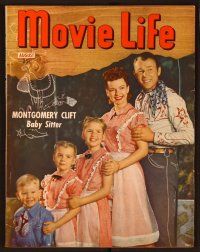 1f064 MOVIE LIFE magazine August 1949, Roy Rogers & Dale Evans with 3 kids by Mickey Marigold!