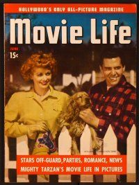 1f060 MOVIE LIFE magazine June 1942 portrait of Lucille Ball, Desi Arnaz & Tommy the dog!