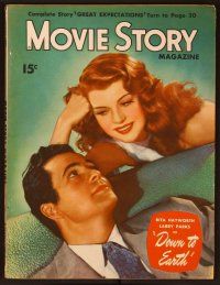 1f058 MOVIE STORY magazine June 1947 portrait of sexy Rita Hayworth & Larry Parks in Down to Earth!