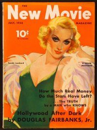 1f033 NEW MOVIE MAGAZINE magazine July 1933, art of sexiest Carole Lombard by Edward L. Chase!