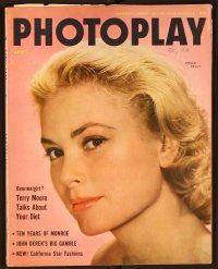 1f073 PHOTOPLAY magazine April 1955, super close up of beautiful Grace Kelly by Howell Conant!