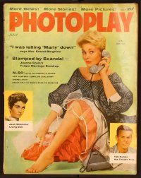 1f074 PHOTOPLAY magazine July 1956, great seated portrait of sexy Kim Novak on phone by Coburn!
