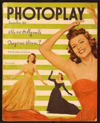 1f068 PHOTOPLAY magazine November 1948, 3 images of sexy dangerous woman Rita Hayworth by Coburn!