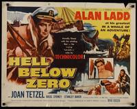 1g084 HELL BELOW ZERO style A 1/2sh '54 art of Alan Ladd in Antarctica expedition!