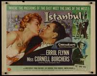1g099 ISTANBUL style B 1/2sh '57 Errol Flynn & Cornell Borchers, where passions & sins meet!