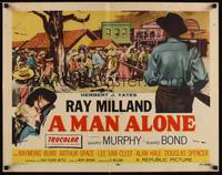 1g133 MAN ALONE style B 1/2sh '55 art of star & director Ray Milland, lynch mob!