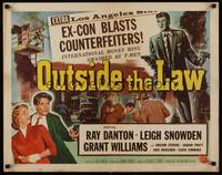 1g161 OUTSIDE THE LAW style B 1/2sh '56 Treasury T-Man Ray Danton, who blasts a counterfeit racket!