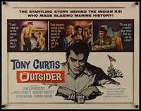 1g162 OUTSIDER 1/2sh '62 great close up art of Tony Curtis as Ira Hayes of Iwo Jima fame!