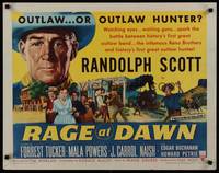 1g172 RAGE AT DAWN style A 1/2sh '55 cool artwork of outlaw hunter Randolph Scott by train!