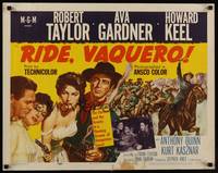 1g176 RIDE, VAQUERO style A 1/2sh '53 artwork of outlaw Robert Taylor & beauty Ava Gardner!