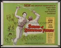 1g198 SWORD OF SHERWOOD FOREST 1/2sh '60 art of Richard Greene as Robin Hood swordfighting!
