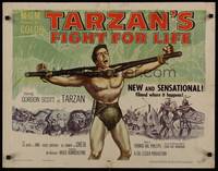 1g201 TARZAN'S FIGHT FOR LIFE 1/2sh '58 close up art of Gordon Scott bound with arms outstretched!