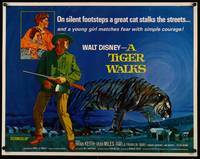 1g210 TIGER WALKS 1/2sh '64 Walt Disney, art of Brian Keith standing by huge prowling tiger!