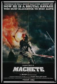 1g479 MACHETE Japanese commercial poster '09 Robert Rodriguez, Danny Trejo, gruesome image!