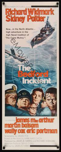 1h050 BEDFORD INCIDENT insert '65 Richard Widmark, Sidney Poitier, cool ship & submarine art!