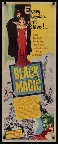 1h071 BLACK MAGIC insert '49 art of hypnotist Orson Welles as Cagliostro mezmerizing Nancy Guild!