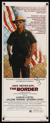 1h083 BORDER insert '82 art of Jack Nicholson as border patrol by M. Skolsky, Harvey Keitel