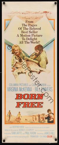 1h084 BORN FREE insert '66 great image of Virginia McKenna & Bill Travers with Elsa the lioness!