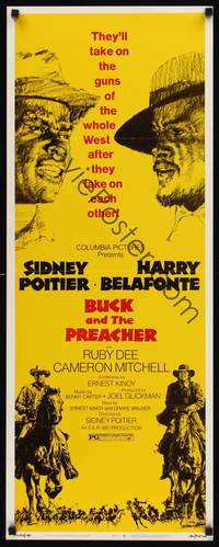 1h095 BUCK & THE PREACHER insert '72 Sidney Poitier and Harry Belafonte face off!