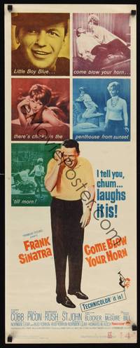 1h125 COME BLOW YOUR HORN insert '63 laughing Frank Sinatra, from Neil Simon's play!