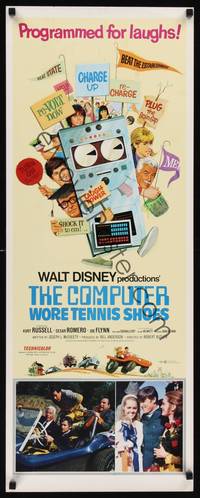 1h127 COMPUTER WORE TENNIS SHOES insert '69 Walt Disney, art of young Kurt Russell & wacky machine