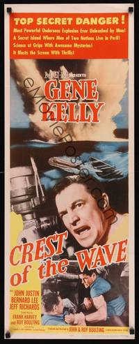 1h136 CREST OF THE WAVE insert '54 great close up of angry Gene Kelly at periscope of submarine!