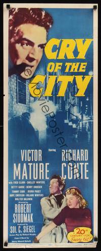 1h140 CRY OF THE CITY insert R54 film noir, Victor Mature, Richard Conte, Shelley Winters!