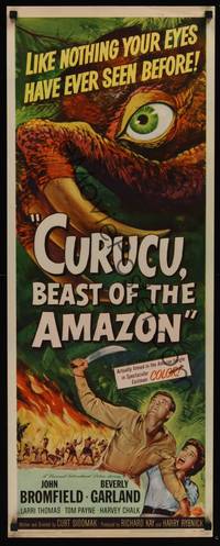 1h142 CURUCU, BEAST OF THE AMAZON insert '56 Universal horror, great monster art by Reynold Brown!