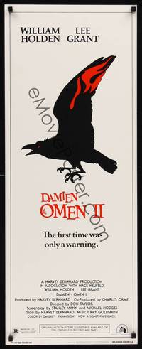 1h144 DAMIEN OMEN II insert '78 cool art of demonic crow, the first time was only a warning!