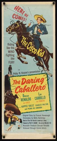 1h148 DARING CABALLERO insert '49 Leo Carrillo, Duncan Renaldo as the Cisco Kid!