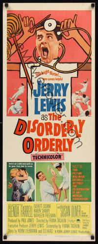 1h167 DISORDERLY ORDERLY insert '65 artwork of wackiest hospital nurse Jerry Lewis!