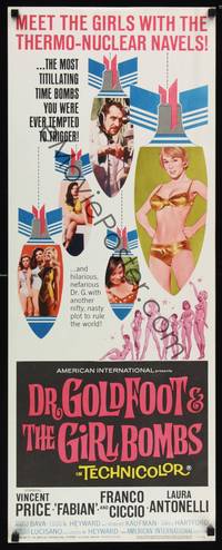 1h170 DR. GOLDFOOT & THE GIRL BOMBS insert '66 Mario Bava, Vincent Price & sexy half-dressed babes