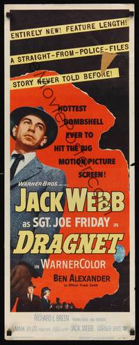 1h171 DRAGNET insert '54 Jack Webb as detective Joe Friday as you've never seen him before!