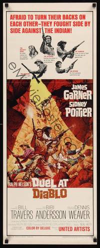 1h175 DUEL AT DIABLO insert '66 really cool art of Sidney Poitier & James Garner surrounded!