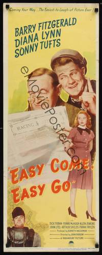 1h180 EASY COME, EASY GO insert '46 horse racing bettor Barry Fitzgerald, Diana Lynn!