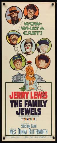 1h198 FAMILY JEWELS insert '65 Jerry Lewis is seven times nuttier in seven roles, what a cast!