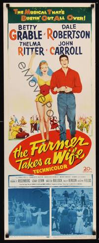 1h201 FARMER TAKES A WIFE insert '53 artwork of Dale Robertson walking with sexy Betty Grable!