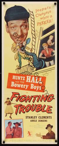 1h207 FIGHTING TROUBLE insert '56 Huntz Hall & the Bowery Boys, jeepers creepers what a peeker!