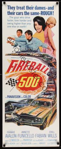 1h208 FIREBALL 500 insert '66 race car driver Frankie Avalon & sexy Annette Funicello!