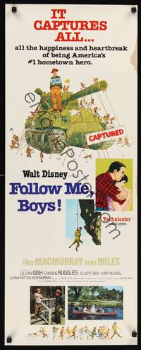 1h214 FOLLOW ME BOYS insert R76 Fred MacMurray leads Boy Scouts, young Kurt Russell, Walt Disney!