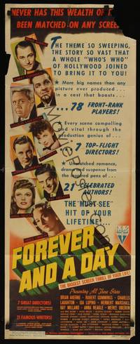 1h216 FOREVER & A DAY insert '43 Merle Oberon, Charles Laughton, Ida Lupino & 75 others!