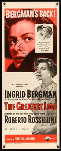 1h253 GREATEST LOVE insert '54 great art of Ingrid Bergman, Roberto Rossellini's Europa '51!