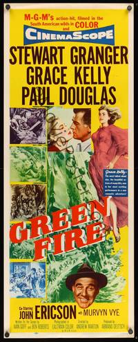 1h254 GREEN FIRE insert '54 art of beautiful full-length Grace Kelly, Stewart Granger!